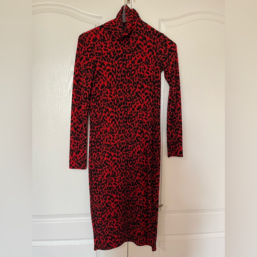 Red and black leopard zara dress